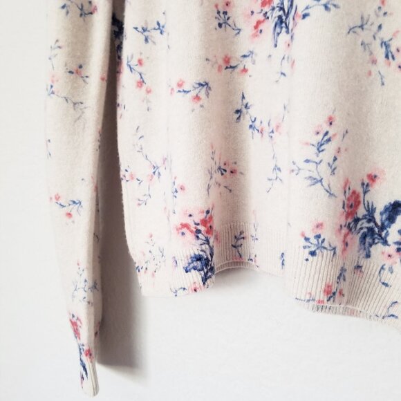 Joie Robbia Sweater L Wool Cashmere Blend Mock Neck Floral Ruffle Gesso $298 - Picture 13 of 16